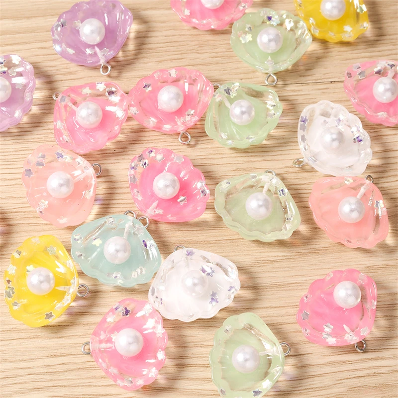 10 Stück 27x22mm Niedliche Bunte Harz-Muschel-Charms Anhänger zum Basteln von Halsketten, Ohrringen, Armbändern, DIY-Handwerk und Schmuckzubehör – Detail 6