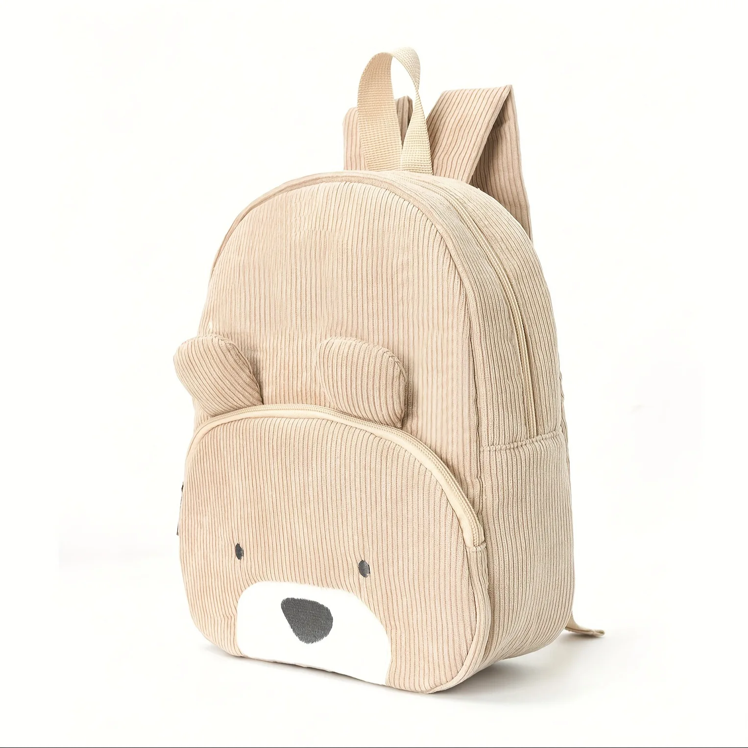 Women‘s Cute Bear Cord-Uroy Backpack Large Capacity Lightweight Zipper Cartoon Animal Daypack Perfect Present For Boys Girls