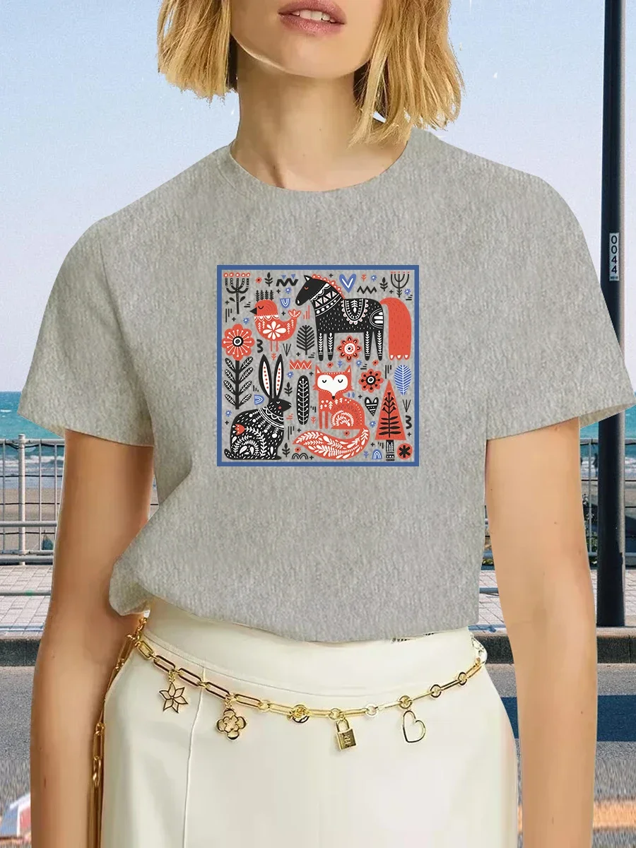 Mode American Street Ins femmes vente chaude coton imprimé T-shirts mode grande taille Y2k individuel Couple décontracté hauts