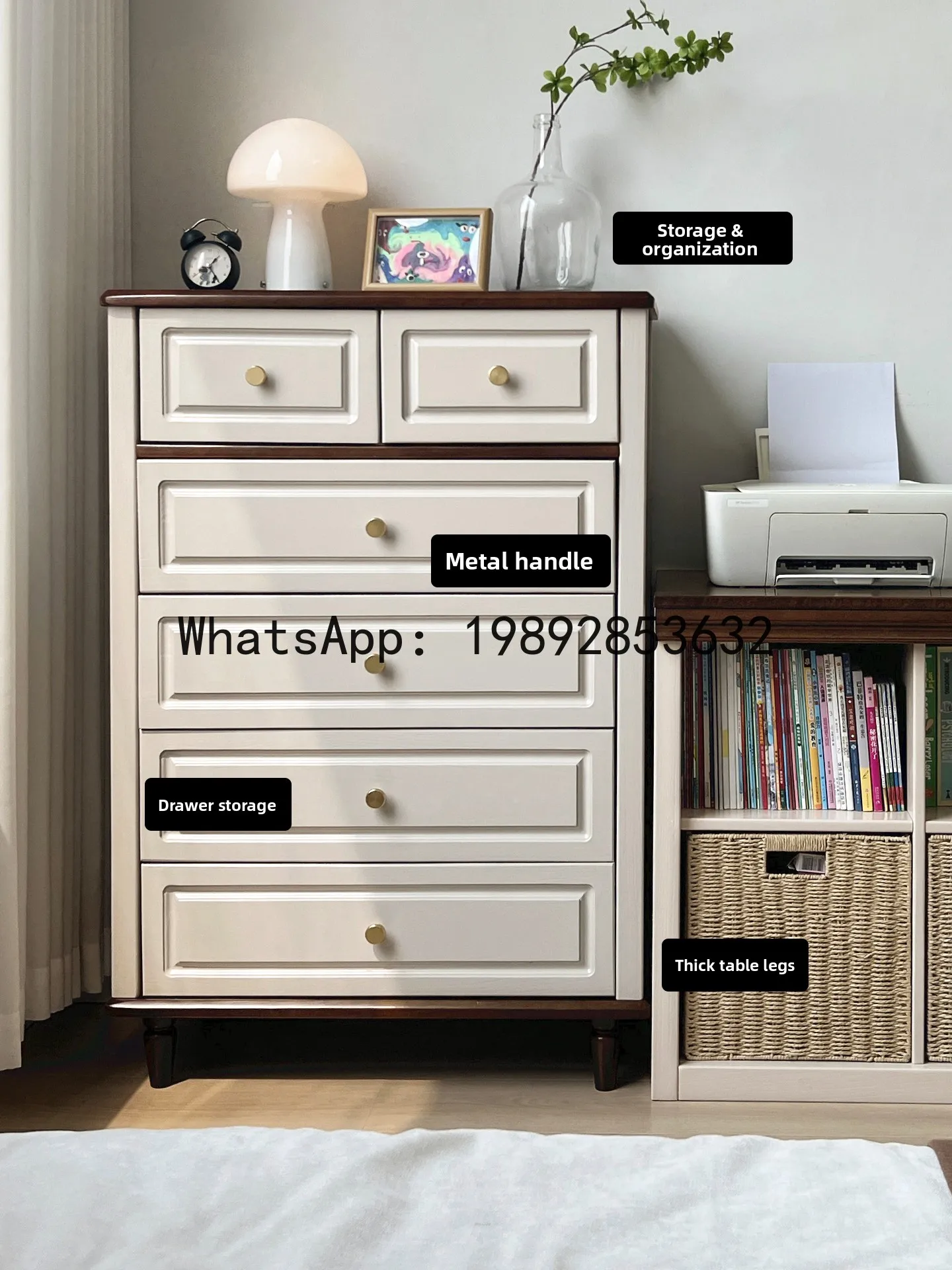 LYY American Style Solid Wood Children's Chest of Drawers Bedroom Storage Bedside Cabinet Five-Drawer Storage Cabinet