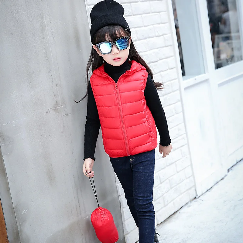 3-12 Years Hooded Child Waistcoat Children Outerwear Winter Coats Kids Clothes Warm Cotton Baby Boys Girls Vest KF783