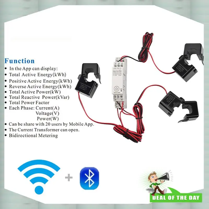 24-Hour Delivery 2X Zigbee Three-Phase Energy Meter 100-240V Mobile App Remote Control Household Multifunctional Rail Energy Met