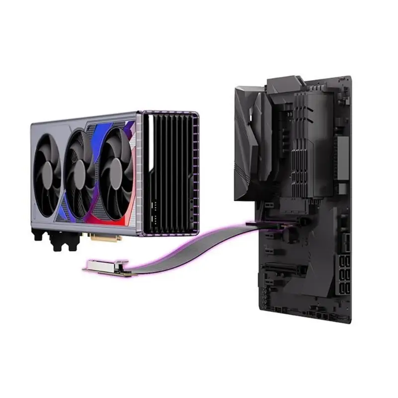 652F 200mm PCIe4.0x16 Risers Cable with Stainless Steel Slot for Secure Graphics Card Mounting PCIExpress4.0 Adapter