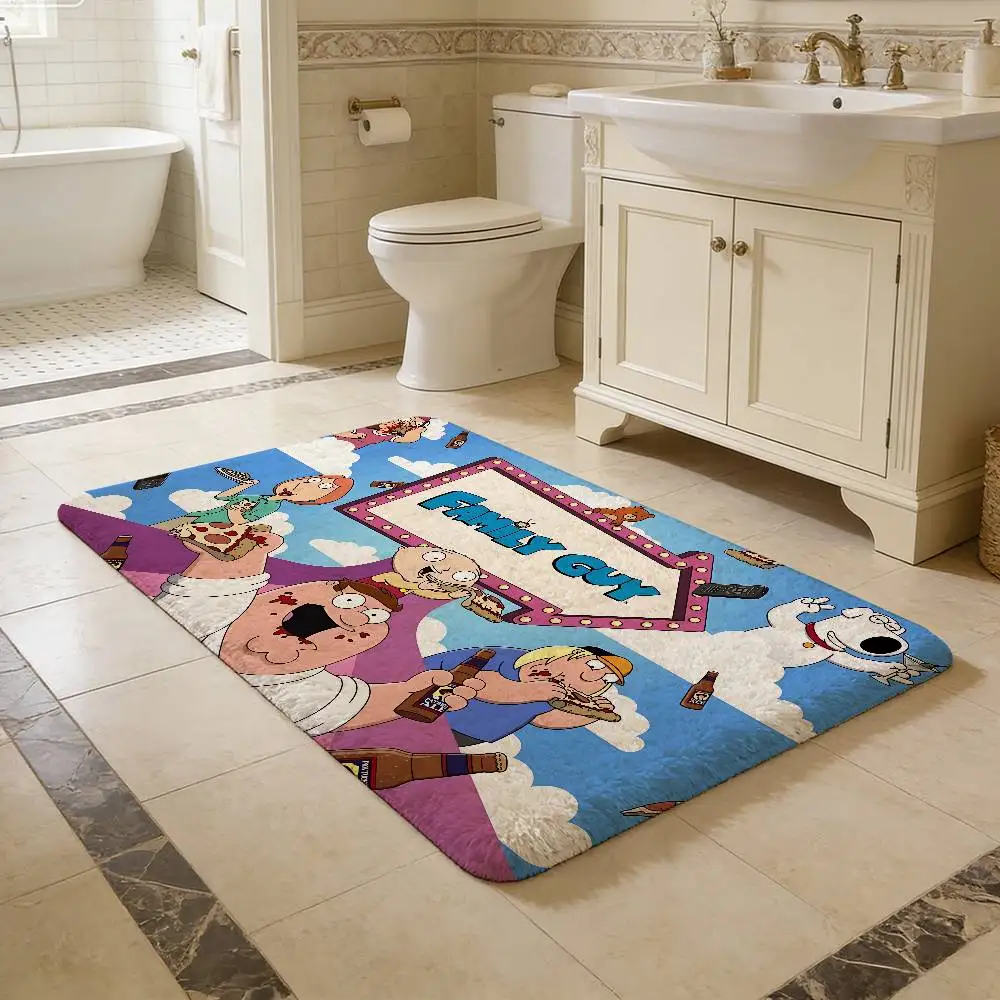 F-Family Cartoon G-Guy Kitchen Mat Nordic Style Bedroom Living Room Doormat Home Balcony Anti-Slip Welcome Rug