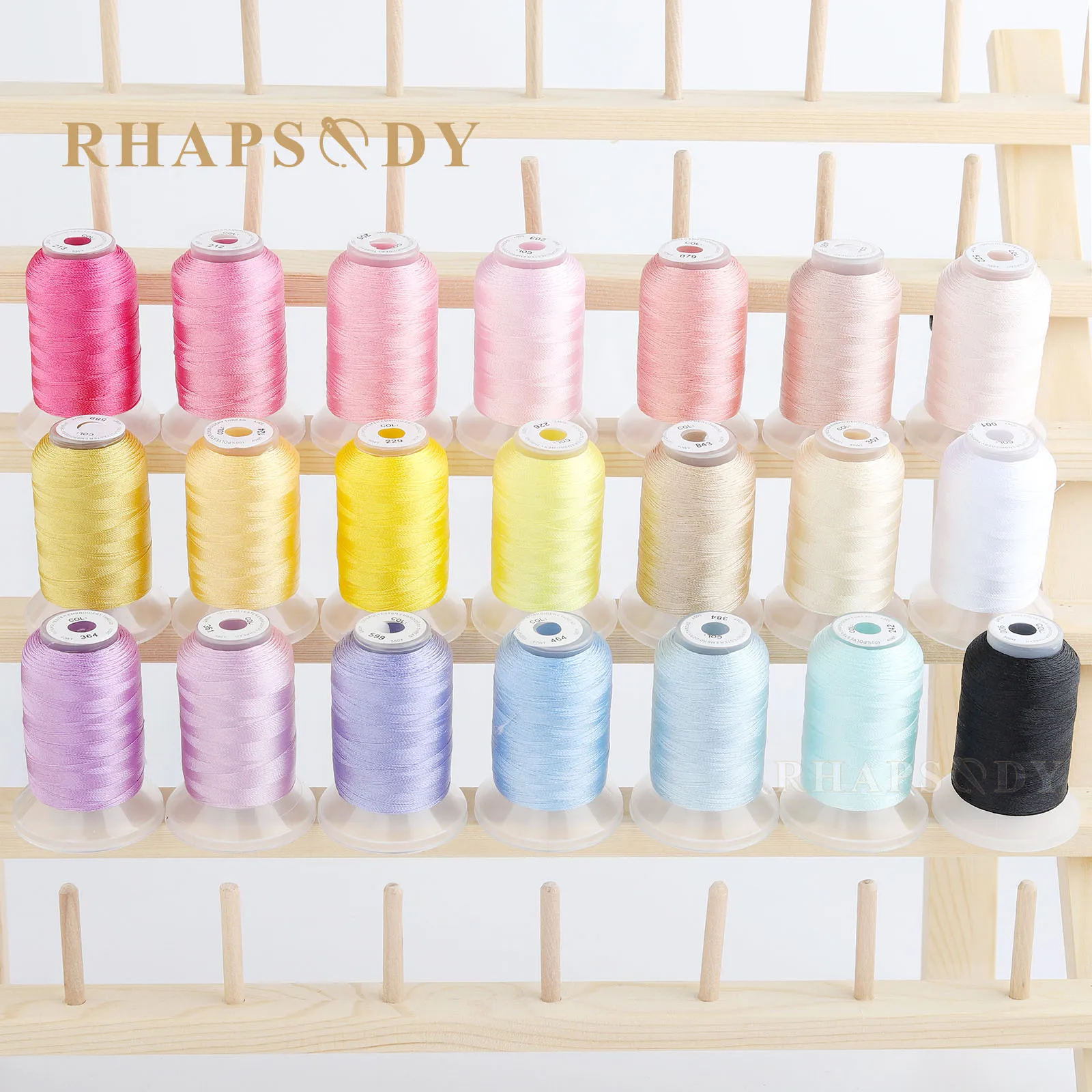 Rhapsody Polyester Embroidery Machine Thread 550Y Per Spool 60 for Brother Babylock Janome Singer Pfaff Husqvarna Bernina Sewing