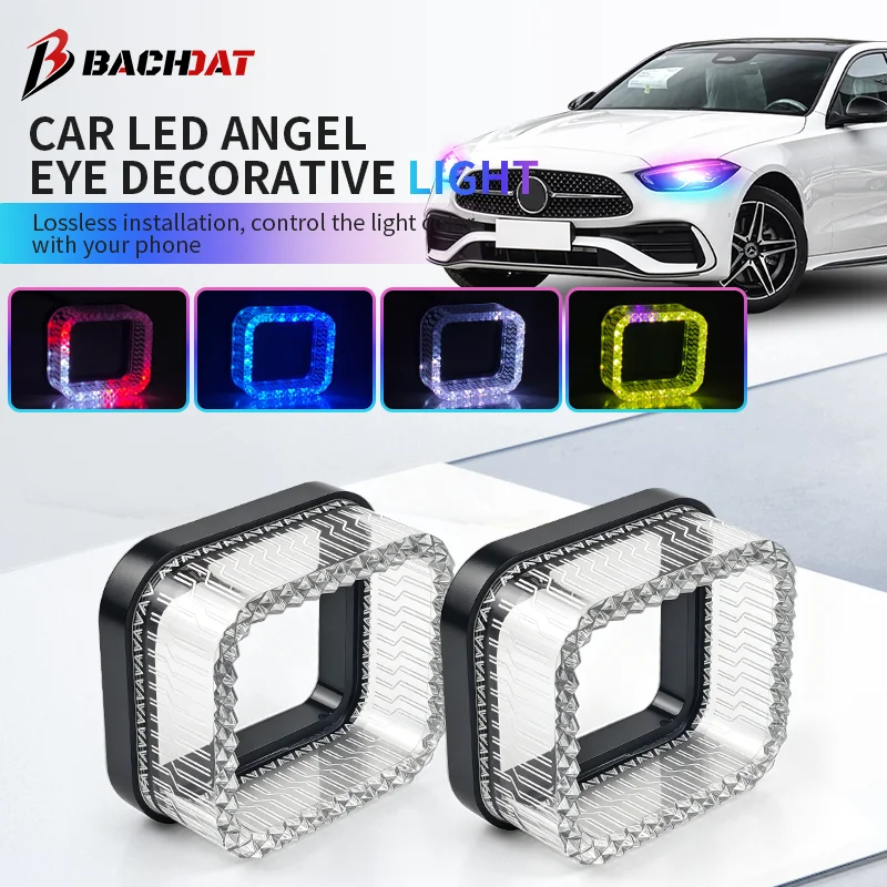 1.5/3inch Daytime Running Light Headlight Ring Aperture, 12V Round & Square LED Angel Eye Aperture Decor Light for Cars & Motorc