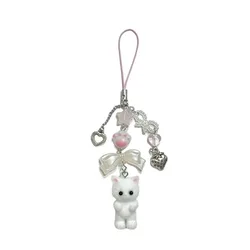 white calico cat critter phone charm handmade