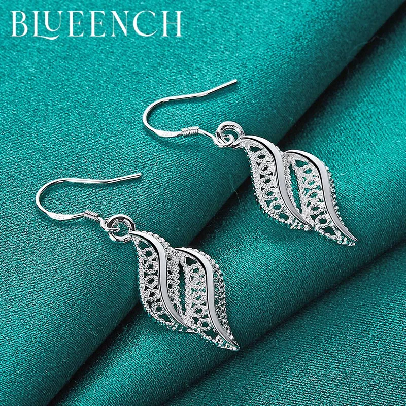 Bluech 925 Sterling Silver Hollowed-Out Leaf Earrings Are Suitable For Women'S Wedding Party Fashion Charm Jewelry