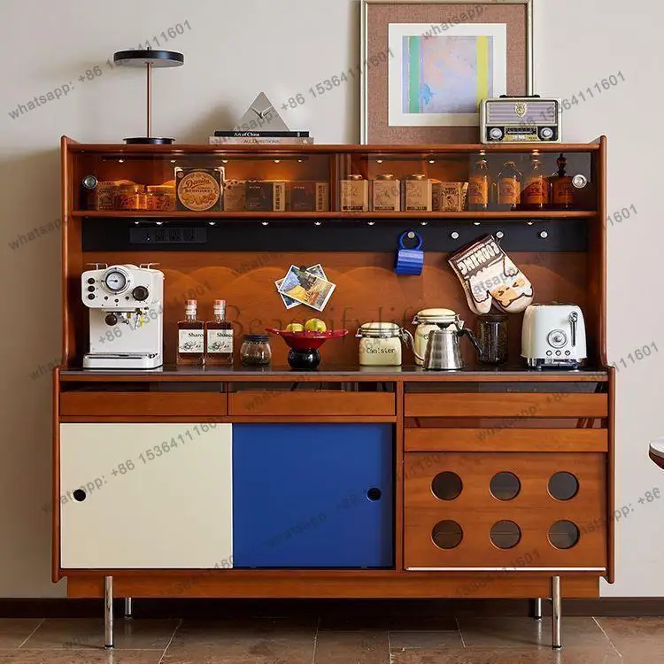 LD antique solid wood rock slab dining side cabinet living room small apartment coffee storage cabinet