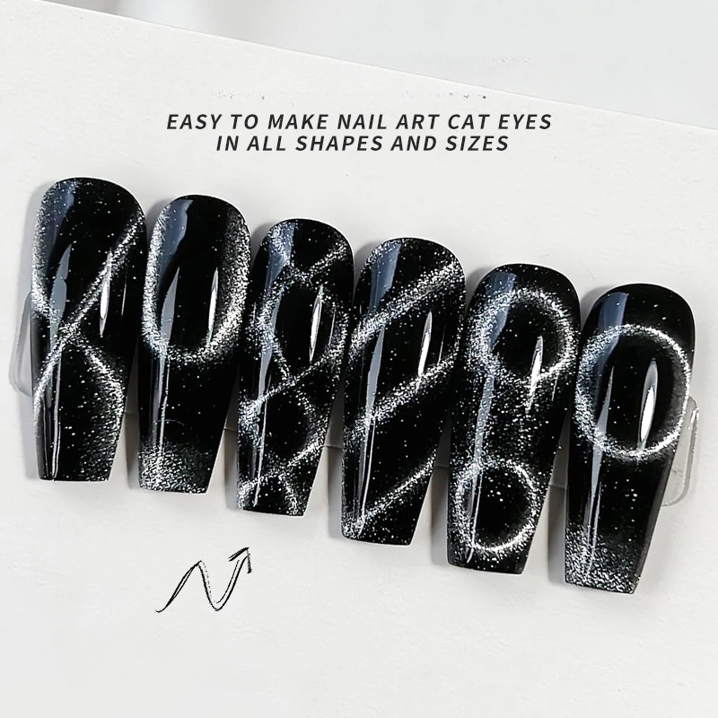 4Pcs/kit Dual Sides Square Strong Magical Magnet Sticker For Cat Eye Gel Polish Strip/S/Curve/Spread out Pattern Nail Art Tools