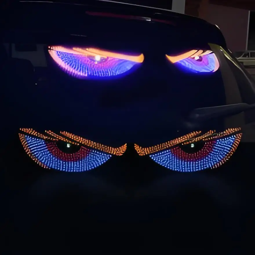 Truck Car Devil Eye Light Multi-Mode Board Windshield Pixel Panel Decorative Lamp USB Remote Control Window Screen LED Display