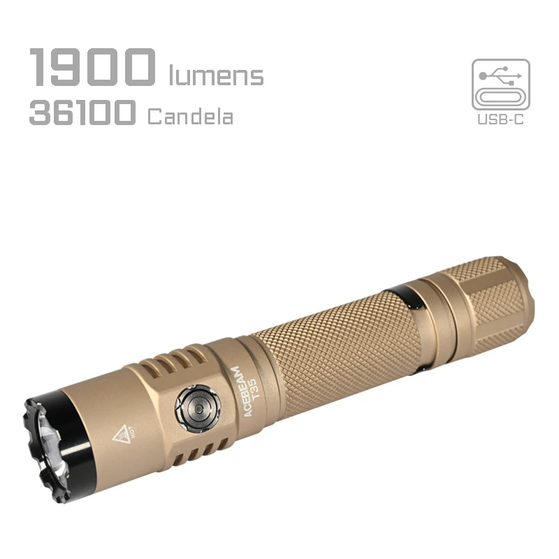 ACEBEAM T35 コンパクト戦術 EDC 懐中電灯長距離 380 メートル 1900 高