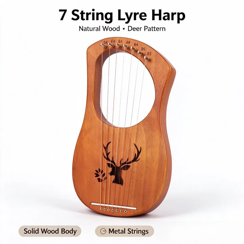 16 String Solid Wood Lyre Harp 7 10 Tone Mini Harp Greek Style Portable Small String Musical Instrument for Beginner