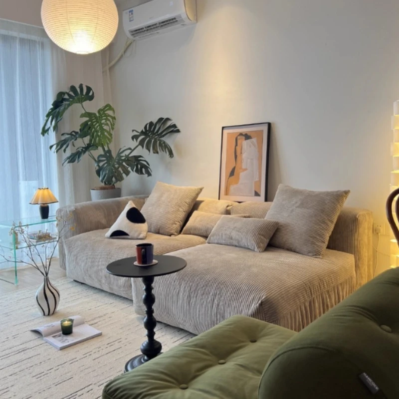 

Relaxing Puff block corduroy sofa living room sofas Convertible for home couch chaise lounges corner lazy chair Physical picture