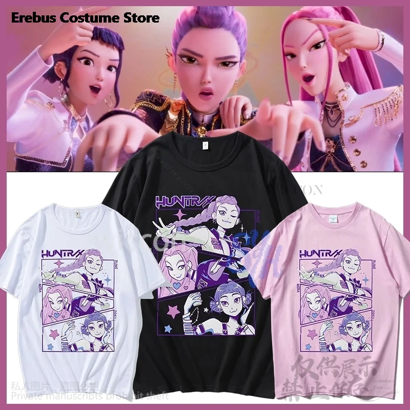 

Huntrix Rumi Mira Zoey Cosplay Anime Kpop Demon Girls Power Korea Groups Kawaii Cute Cartoon Comfort Colors Tshirt Halloween Cos