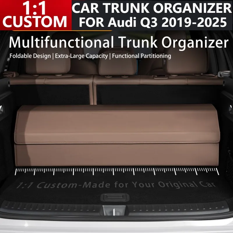 

Custom Car Trunk Organizer Box For ‌Audi Q3 2019 2020 2021 2022-2025 Leather Large Capacity Auto Multiuse Storage Bag Folding