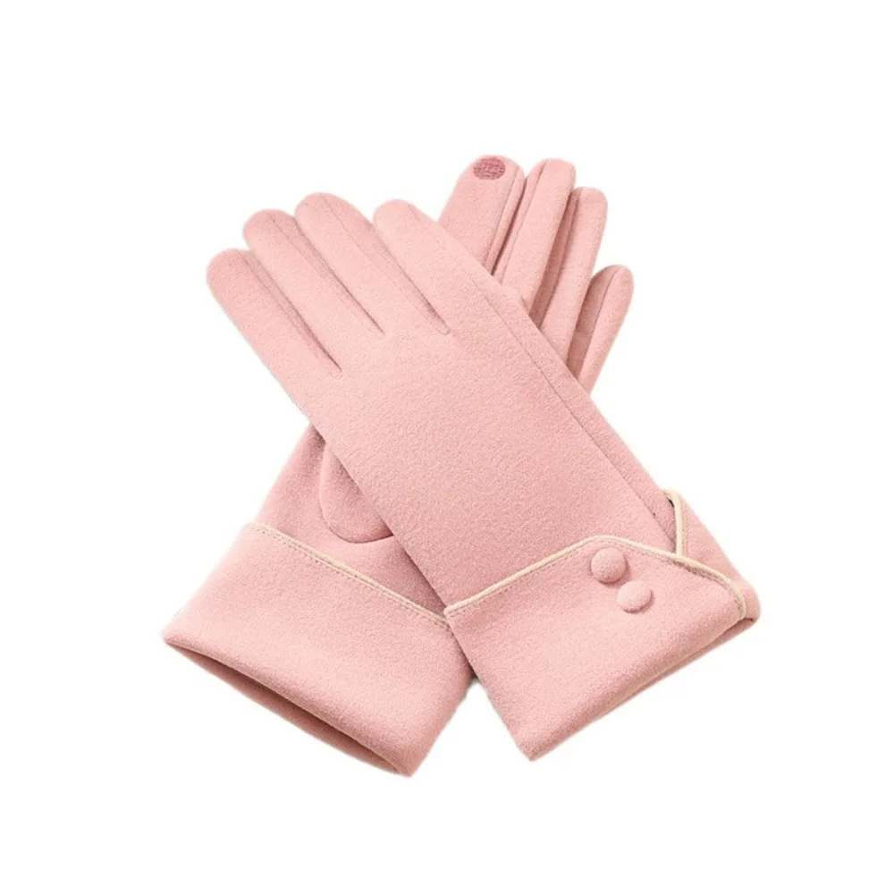 

Simple Thickened Women Suede Gloves Full Finger Touch Screen Gloves Keep Warm Windproof Winter Mittens Outdooor
