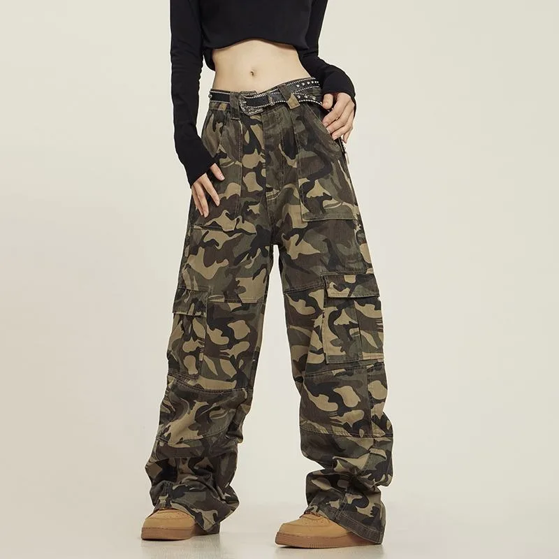 

Deeptown Harajuku Camouflage Cargo Pants Women Grunge Baggy American Vintage Y2k Trousers Loose Autumn Korean Fashion Aesthetic