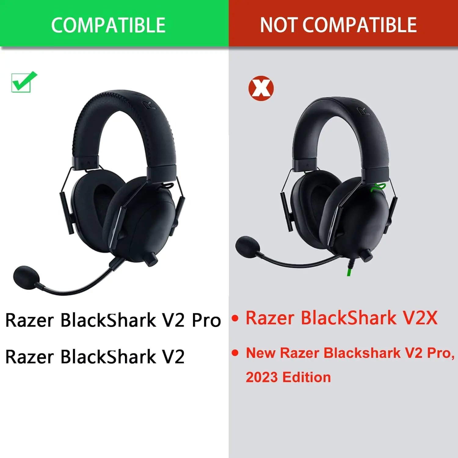 استبدال وسادة الأذن من جل التبريد عالي الجودة PRO متوافقة مع Razer BlackShark V2/BlackShark V2 Pro (لا يصلح 2