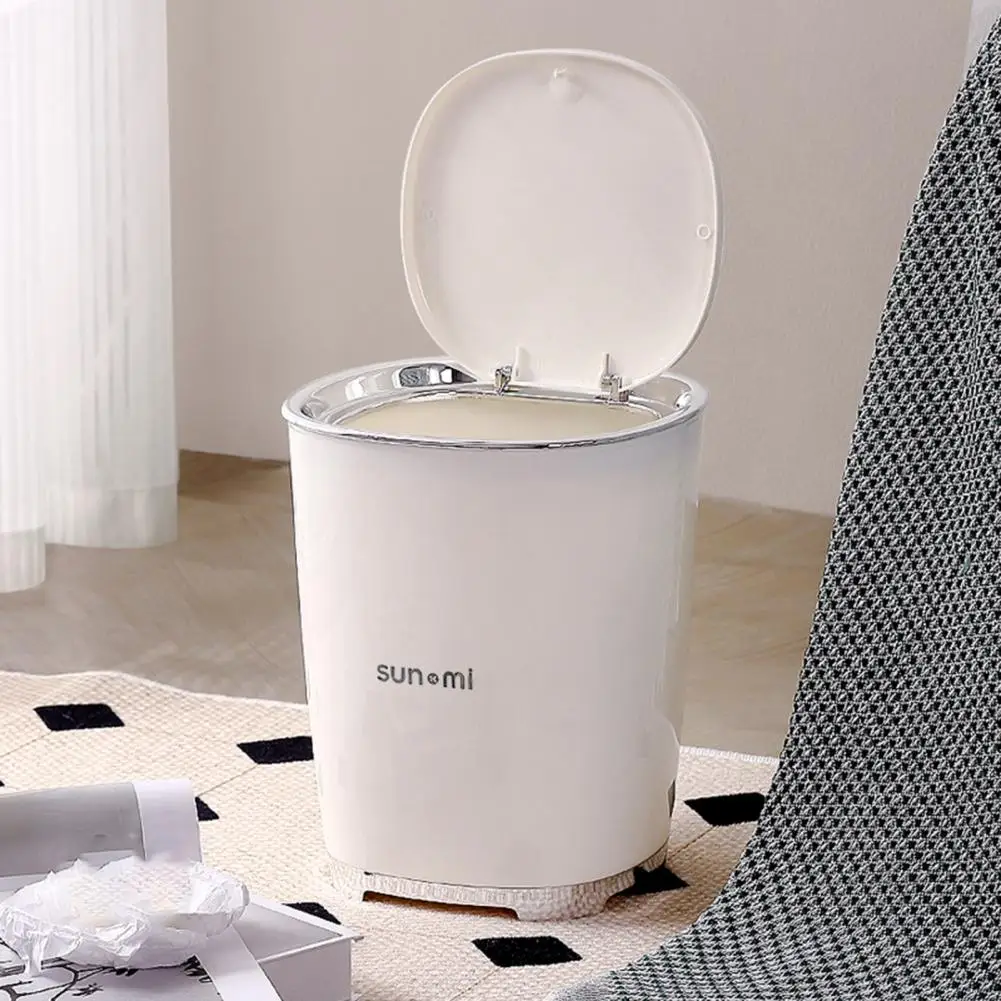 Trash Bin 8L Bathroom Kitchen Garbage Basket Large Capacity Narrow Wastebasket Dustproof Press Top Lid Trash Can