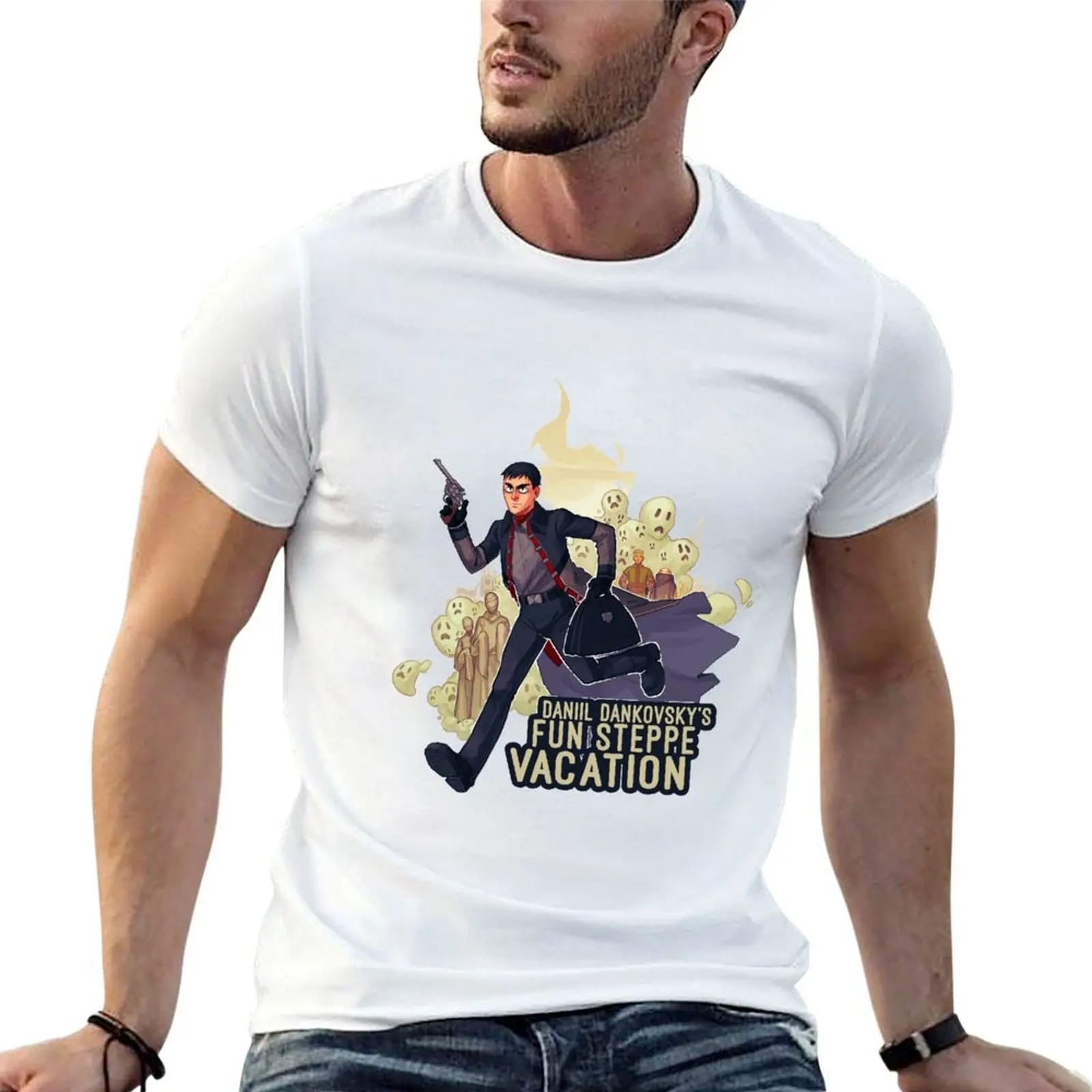 Daniil Dankovsky's Fun Steppe Vacation | Pathologic T-Shirt blue archive cotton graphic tees designer t shirt men