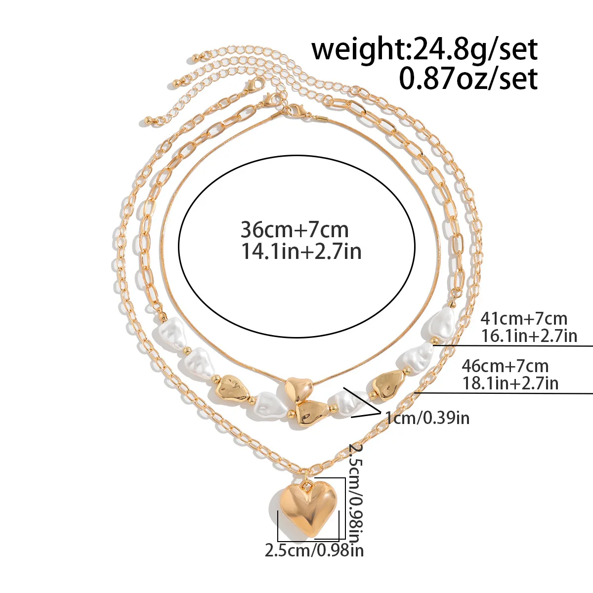 Boho Love Pendant Necklace Women's 2025 Multi Layer Gold Color Metal Imitation Pearl Girl Fashion Couple Fashion Jewelry - Image 2