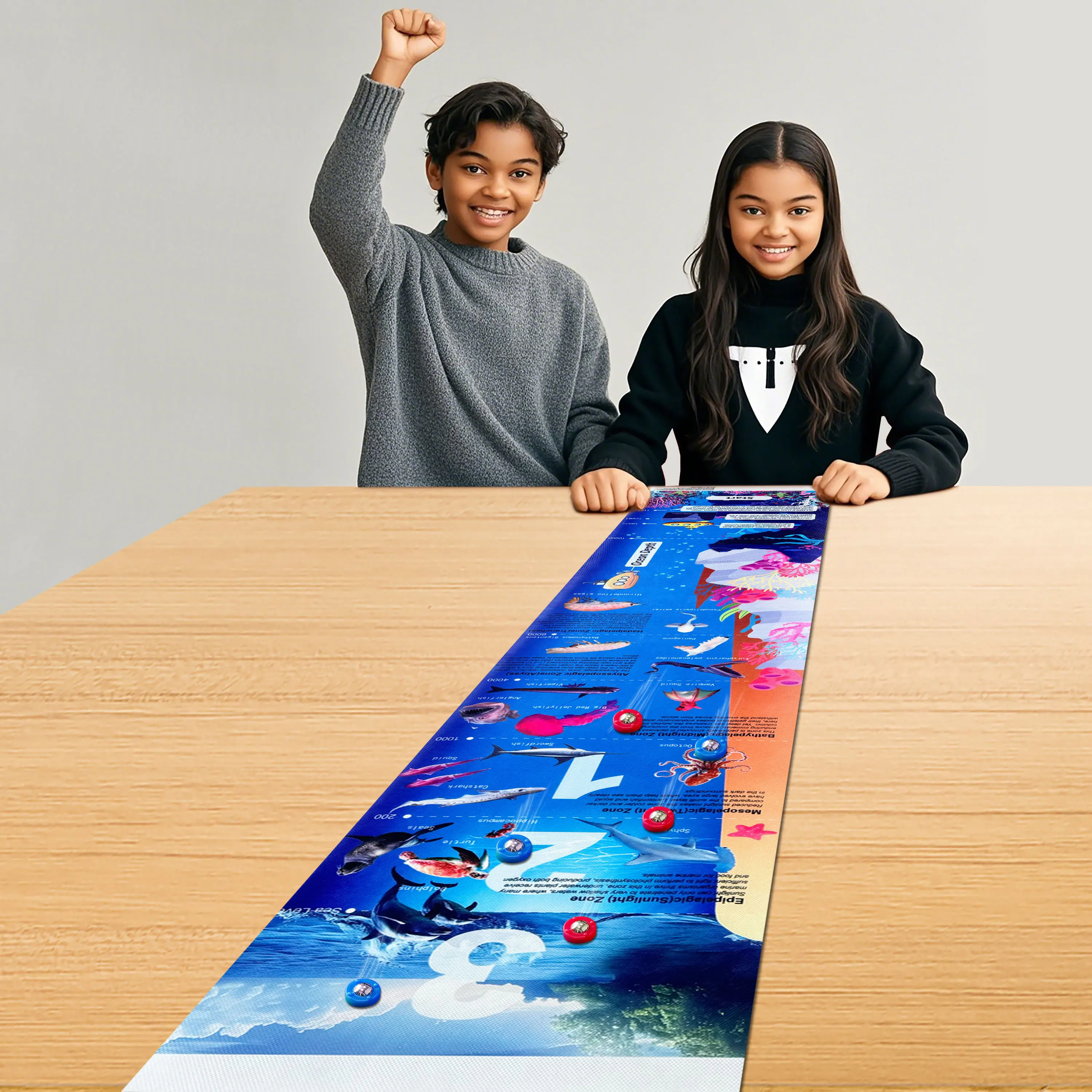 

47,2-дюймовый обучающий настольный игровой набор для керлинга со знанием морской жизни — научная популярзация, образовательная и игра для семьи