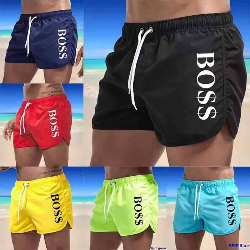 2024 new men's beach shorts Men's fashion polyester multi-color sports men's three-point shorts