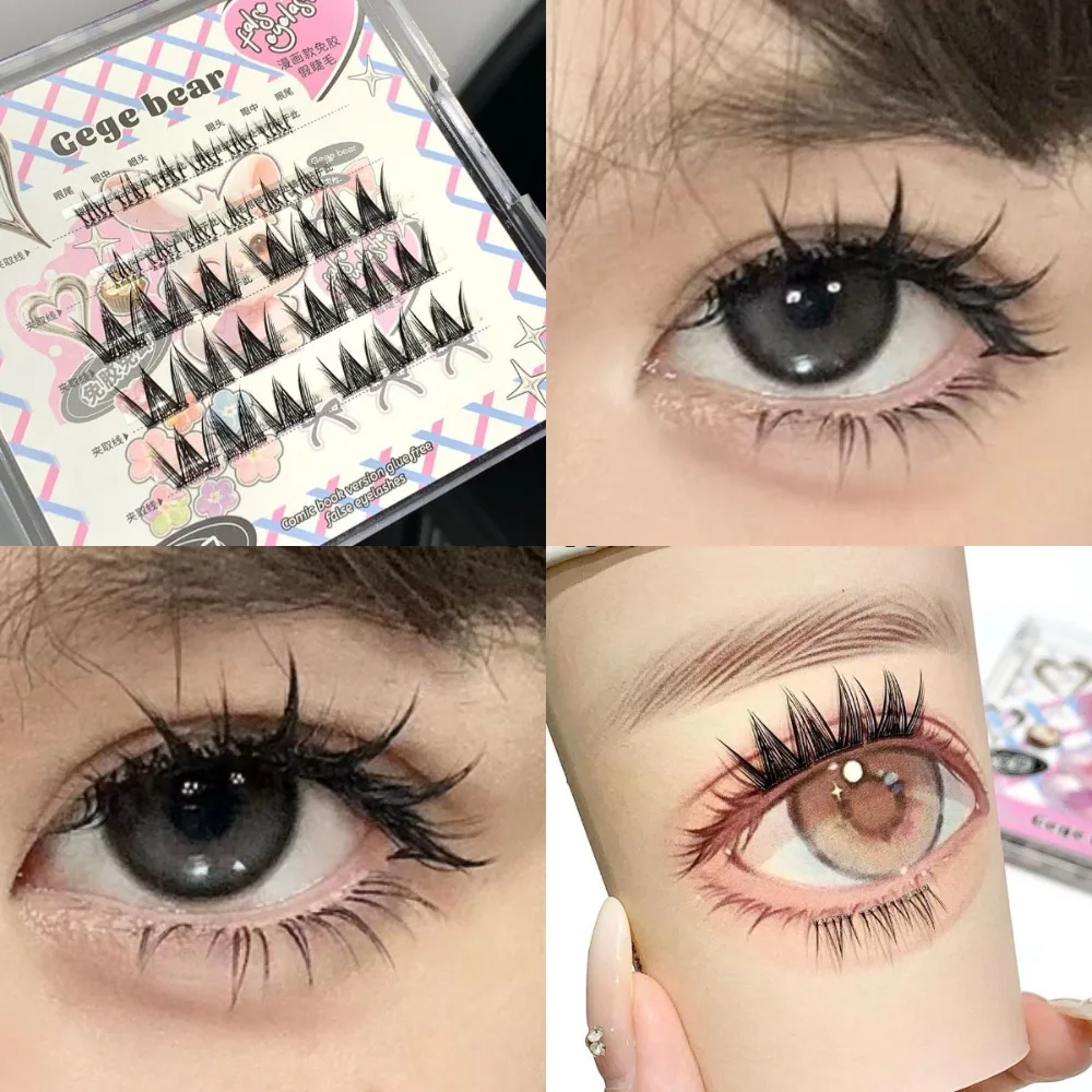 달콤한 DIY 셀프 접착 속눈썹 클러스터, 가벼운 만가 스타일, 무접착 가짜 속눈썹, 개별 메이크업 접착제, 여성용 인조 속눈썹