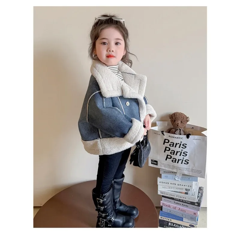 معطف الفتيات الفراء 2025 نمط جديد مع إضافة المخملية وسميكة للأطفال النسخة الكورية شتاء دافئ البنطال القصير #5