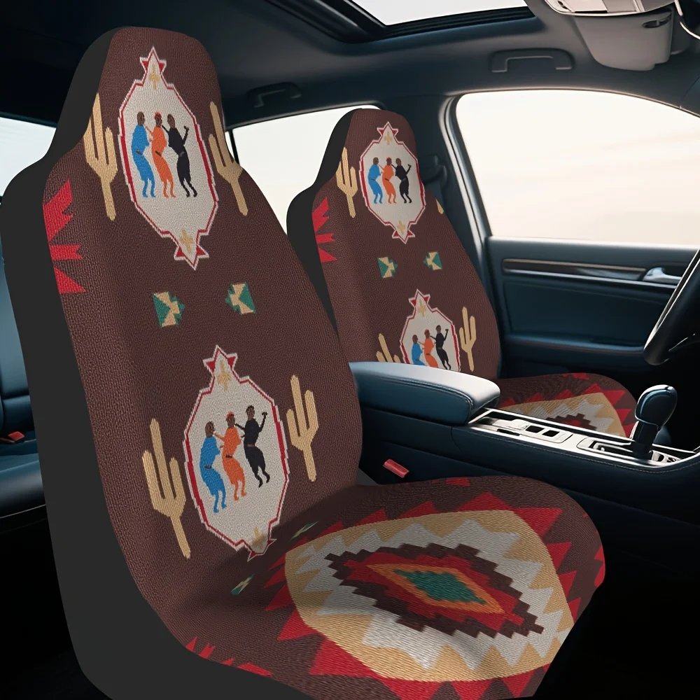 Set Of 2, Featuring A Kokopelli Design Inspired By Southwest Local American Culture For Front Seat Covers, Tailored For Both Dri