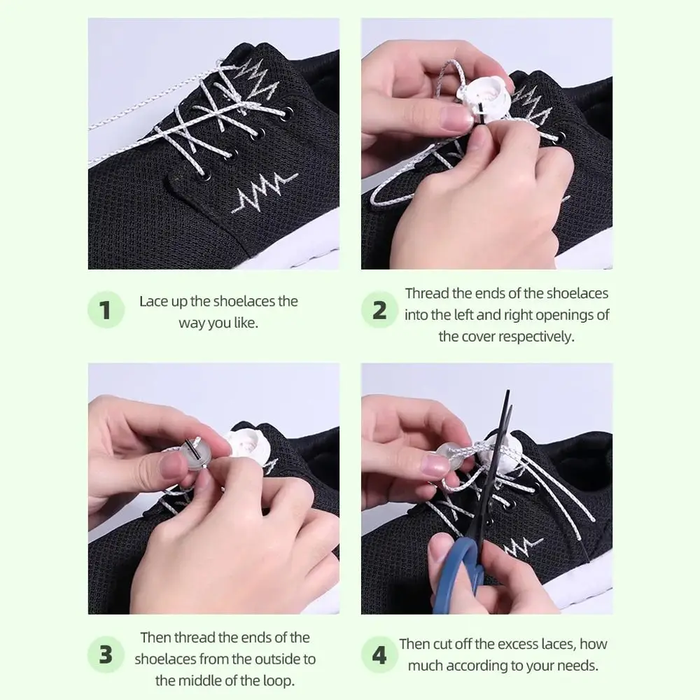 1Pair Automatic Buckle ShoeLaces Elastic No Tie Shoe Laces Adjustable Quick Stretching Lock Lazy Laces Adult Kid Shoe Accessory