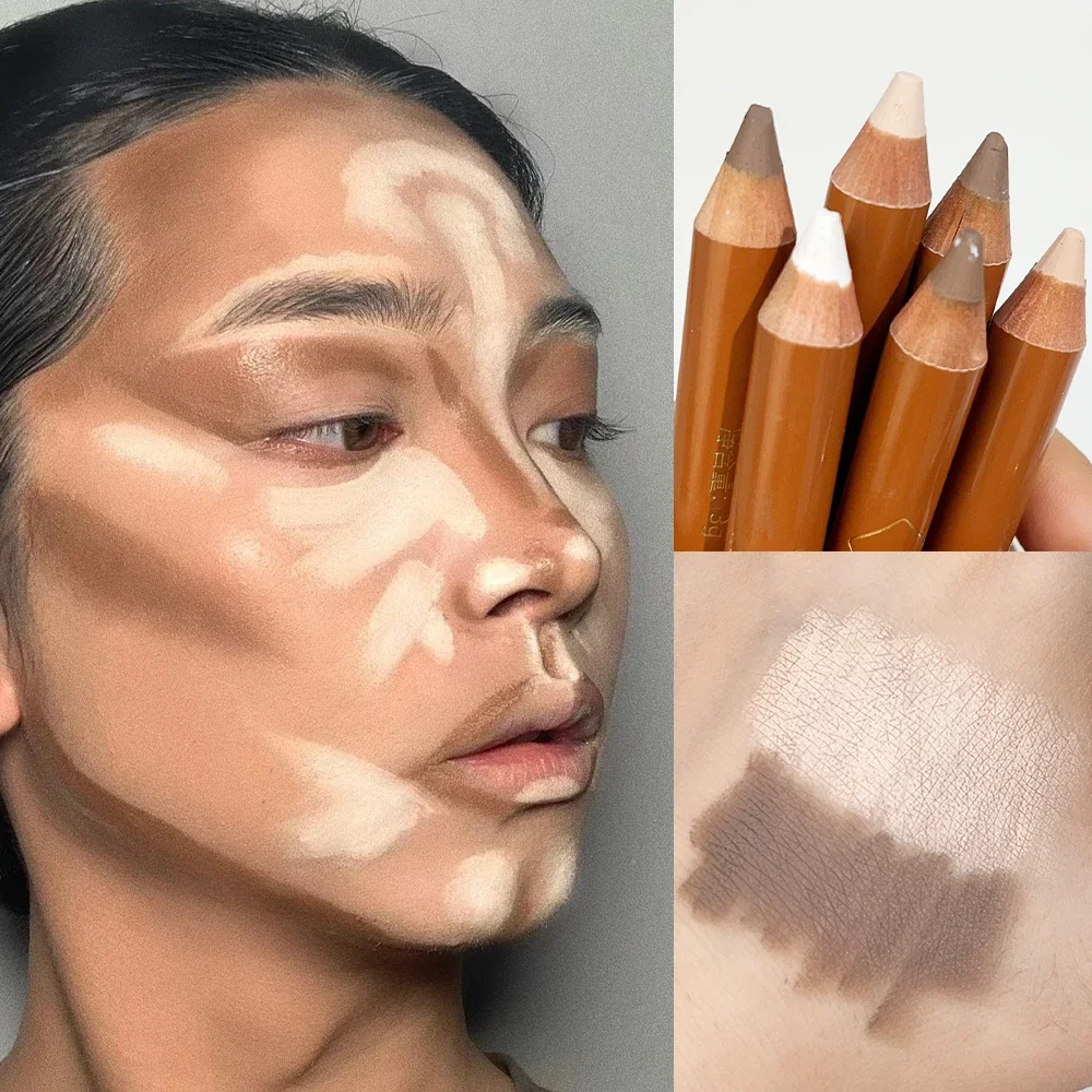 Double-End Contour Highlighter Maquiagem Vara, Lasting Brightening, 3D Nose Shadow, Sculpting Pen, Matte Concealer, Corrector Cosméticos