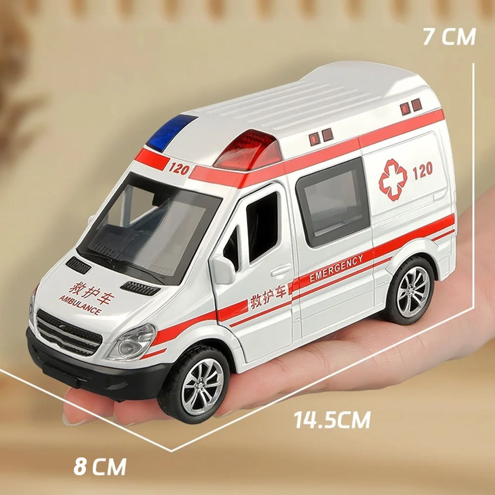 1:32 Sprinter Krankenwagen Legierung Druckguss Modelle Spielzeug Auto Sound Licht Zurückziehen 5 Türen Geöffnet Miniatur Fahrzeuge Kinder Geburtstag Geschenke