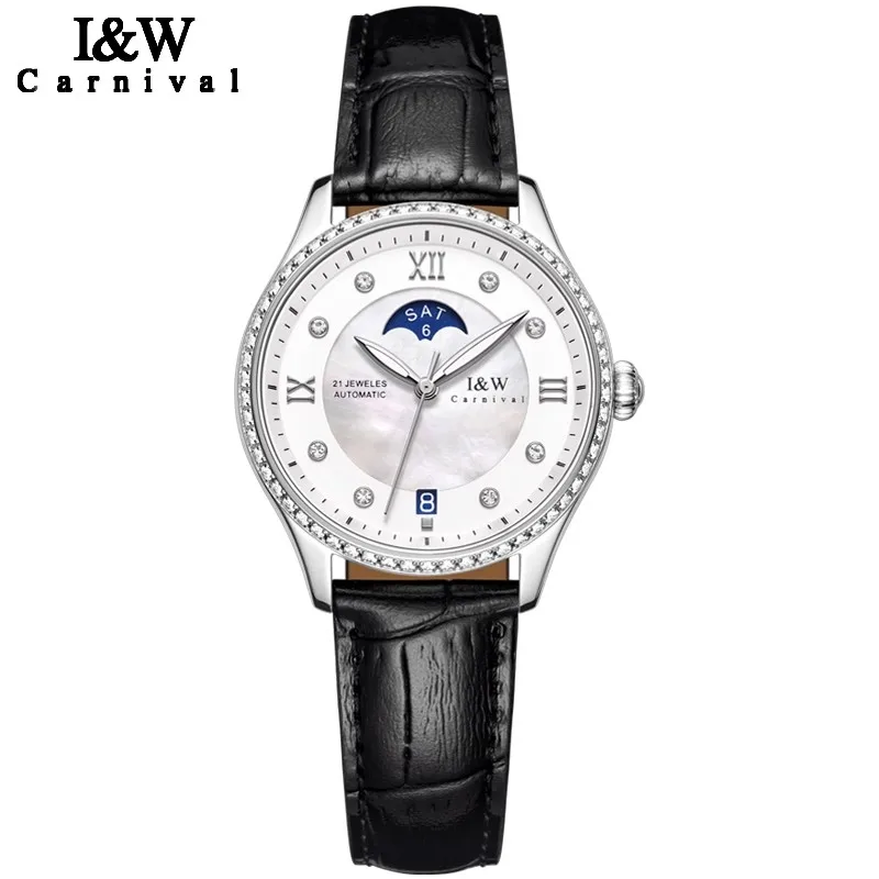 Carnival Brand IW High End Series New Luxury Mechanical Watch Women Leather Strap MIYOTA Movement Automatic Watches Womens