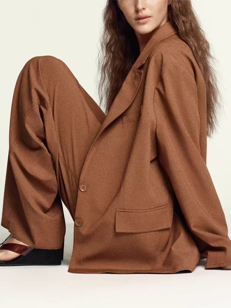 Abito da donna nuovo arrivo primaverile Jaet Pantaloni a pieghe a vita alta Lungo Sve abbottonatura Faionable Set da due pezzi Abbigliamento da lavoro