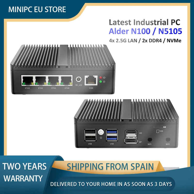 Intel N100 Celeron N5105 Soft Router Fanless Mini PC 4x Intel i226 i225 2.5G LAN HD DP pfSense Firewall Appliance ESXI AES-NI