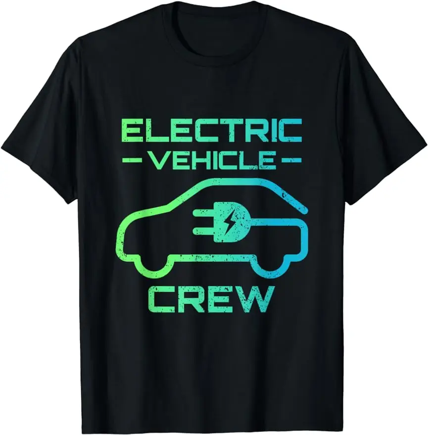 Electric Vehicle Battery Car Emission-free Driving T-Shirt Unisex Style for Women Men Personalized Street Fashion T-shirt