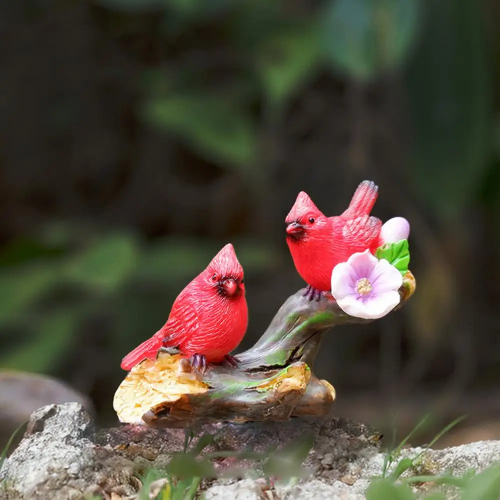 Bird Resin Ornament Resin Bird Sculpture Bird Figurine Resin Miniature Decorative Ornament on Branch Desktop Garden Statue