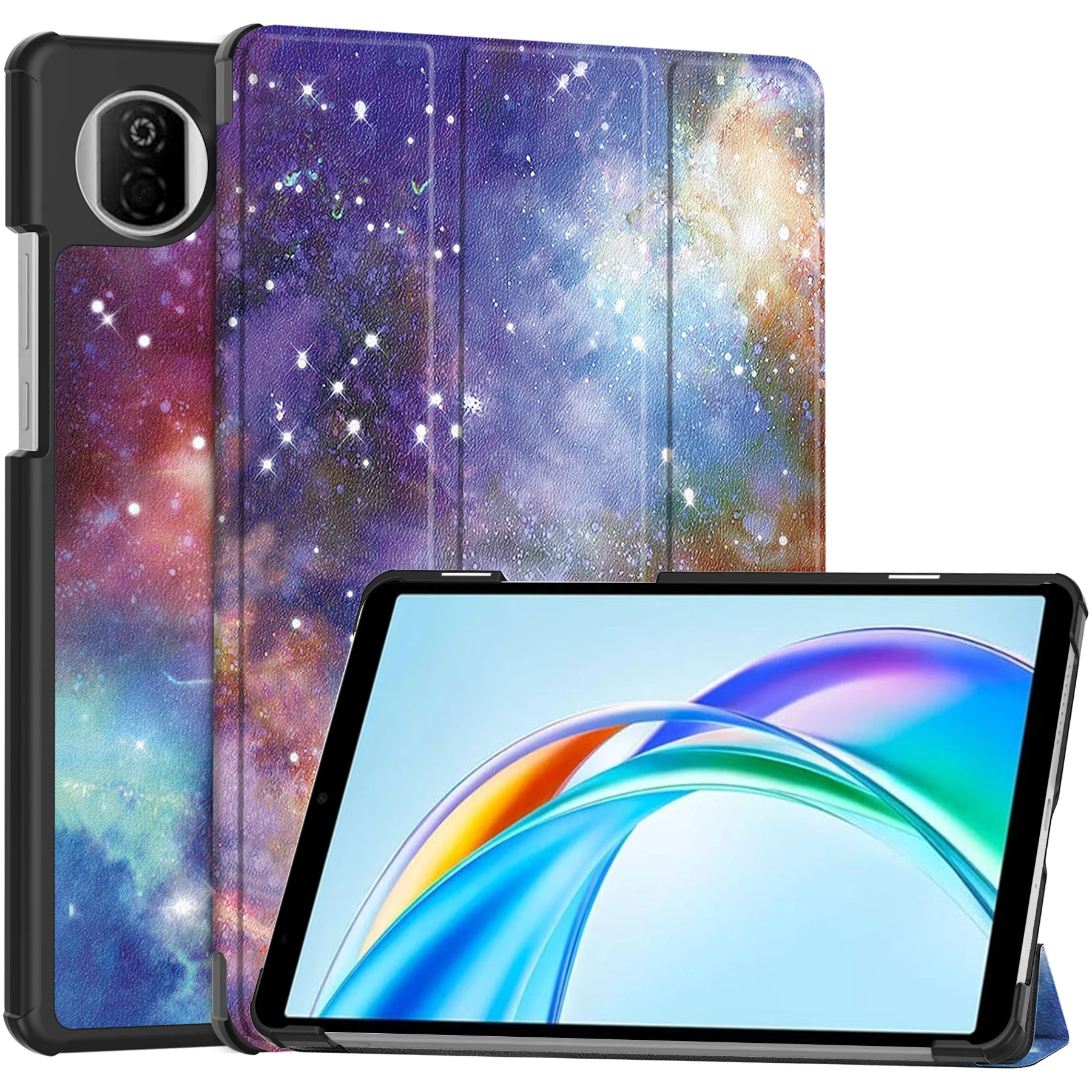 Leather Cover For Honor Pad X7 2025 8.7 Inch Tablet Tri-fold Caster Hard Shell Cover
