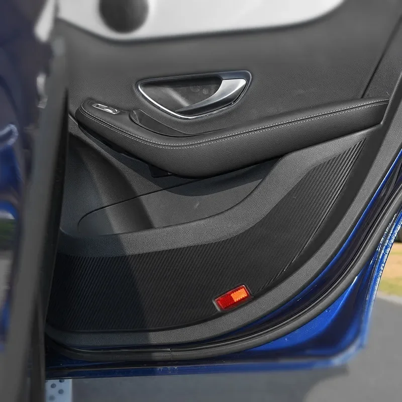 Car Door Anti Kick Pad Protection Mat Carbon Fiber Stickers 4Pcs For Mercedes Benz GLA CLA GLC C Class W205/E Class W213