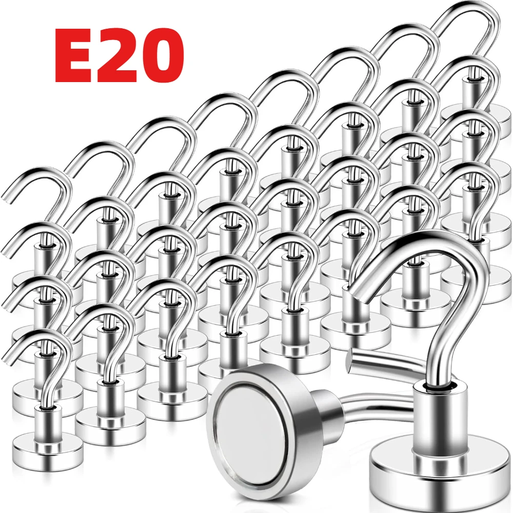 SNE20 Metal Magnetic Hooks, Wall Mounted Heavy Load Magnet Hook, Key And Coat Hanging Hanger For Home, Kitchen, Bathroom