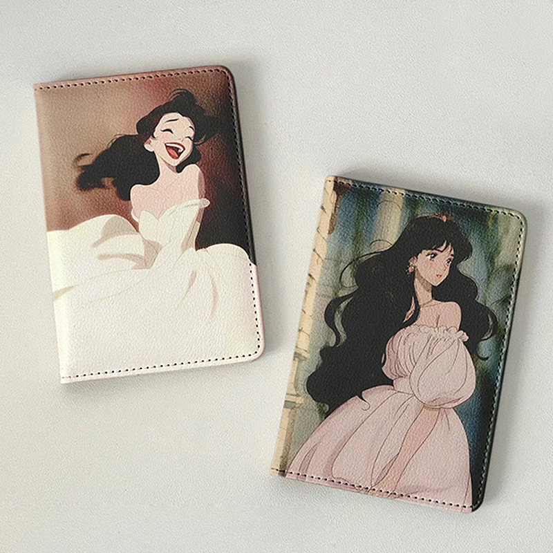 Beautiful Princess Passport Cover Passport Holder Ladies' Travel Essentials Portable Passport Wallet Girls Card Package