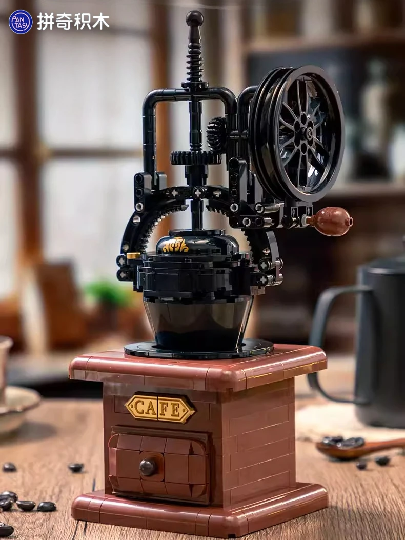 Pantasy Koffiemolen Retro Bouwsteenspeelgoed Huishoudelijke apparaten Kinderen Geassembleerde mechanische bouwmodellen Ornamenten Geschenken - afbeelding 2