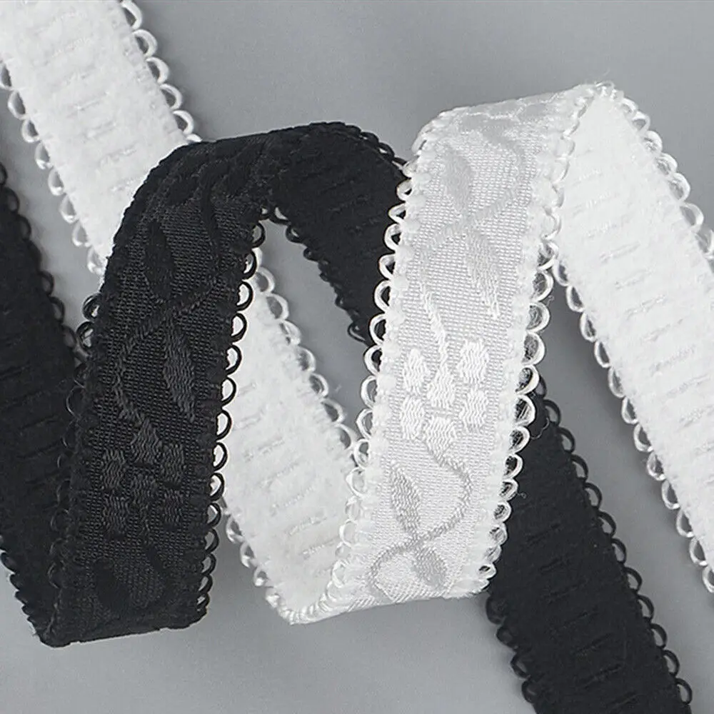 10M 1.5CM Jacquard Elastic Band Lace Trim Bra Clothing Shoulder Strap Ribbon DIY