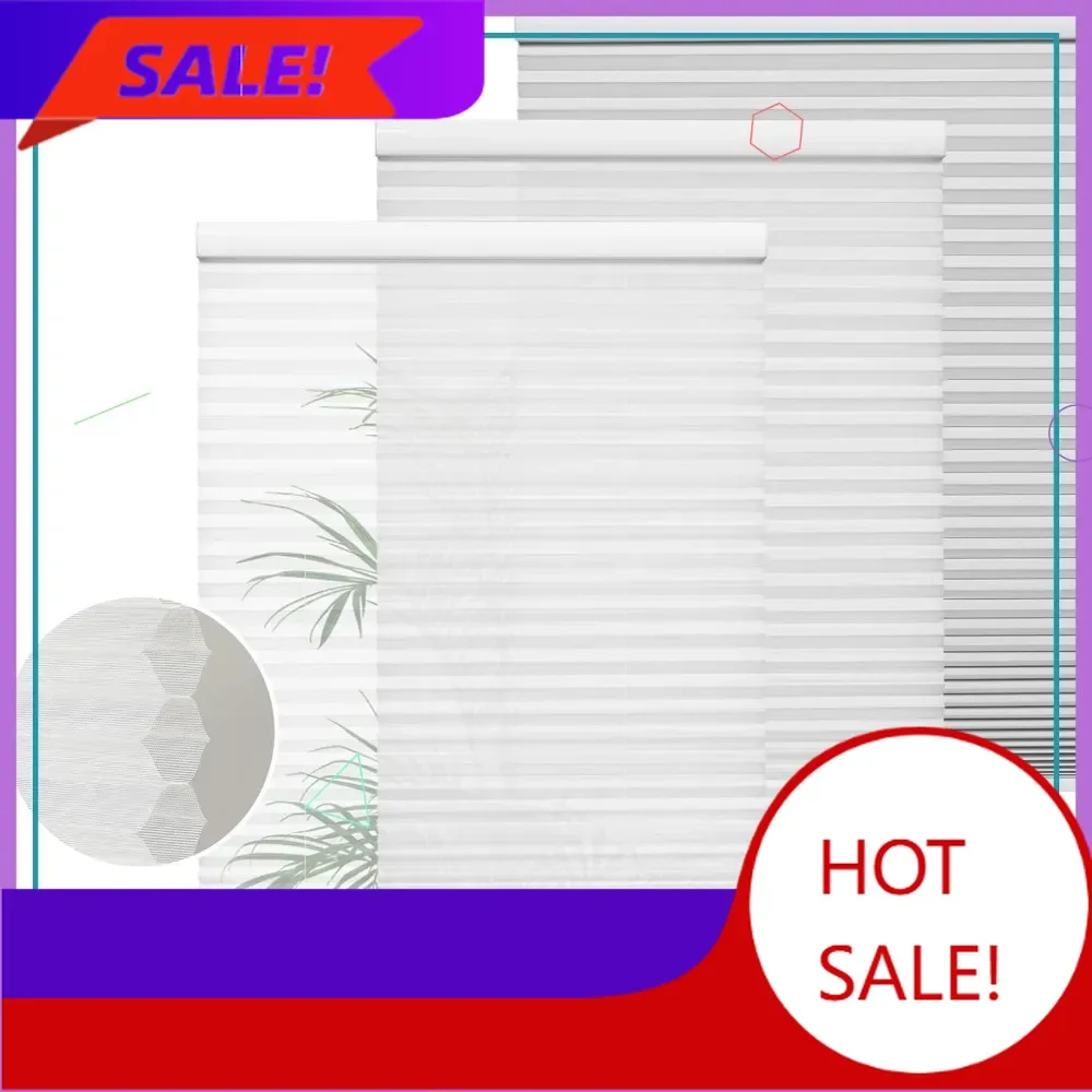 

Hot salesCordless Cellular Shades for Windows, White Honeycomb Blinds with UV Protection, 27.5" W x 64" H