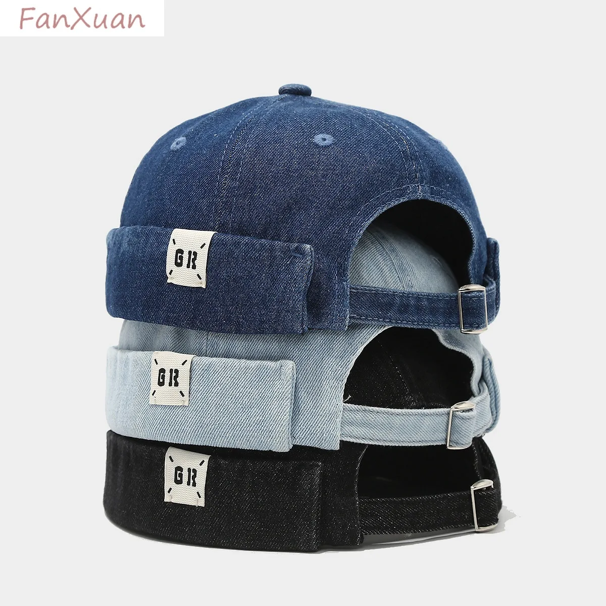 Denim Hat for Men Women Dome Cap Letter label Adjustable Docker Hats Streetwear Hip Hop Beanie