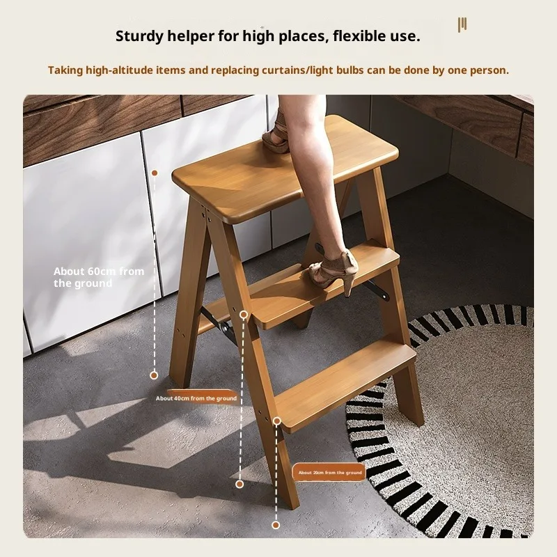【Hot】Thickened Foldable 3 Step Aluminum Ladder Stool Portable Home Kitchen Household Non Slip Sturdy Lightweight  Platform Ladde