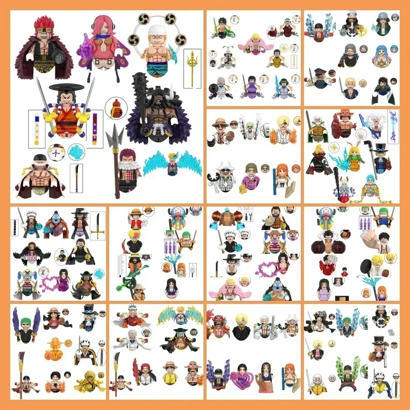 

75 styles Building Blocks Japan Anime Bricks Dolls Mini Action Toy Figures Assemble Blocks Children Gifts lego minifigures Luffy