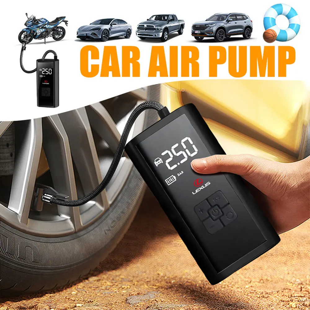 

Car Wireless Air Pump Air Compressor Tire Ball Inflator For Lexus F SPORT Plug-in Hybrid ES UX 300e GS GX IS LS LX LBX 350h 450h
